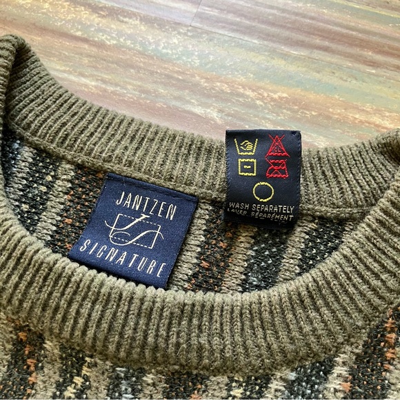 Jantzen Pullover Knit Sweater Geometric Stripe Acrylic Wool Blend Vintage 90s - Picture 5 of 6